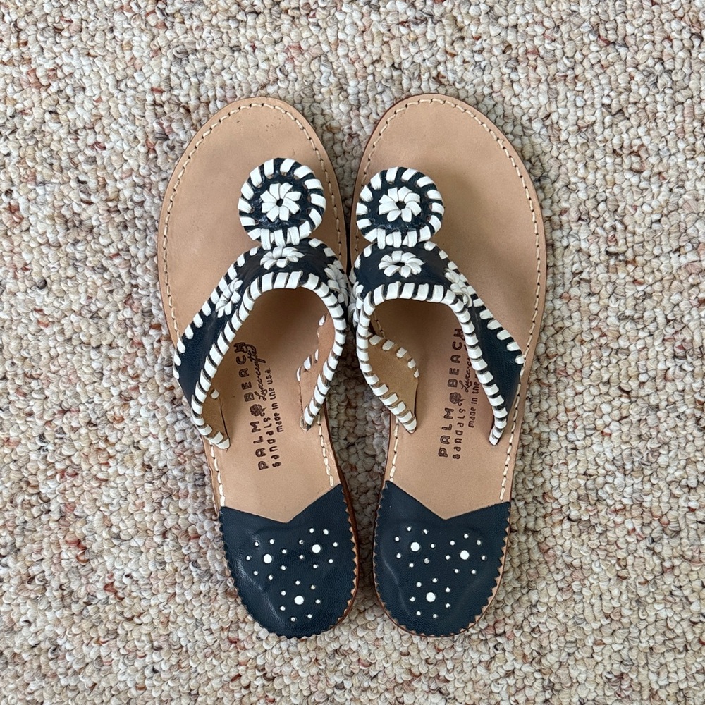Navy w/White Whipstitch Palm Beach Sandals 🇺🇸